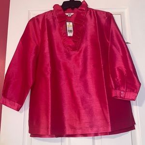 Crown & Ivy Pink Ruffle Neck Top